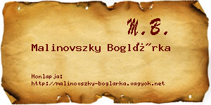 Malinovszky Boglárka névjegykártya